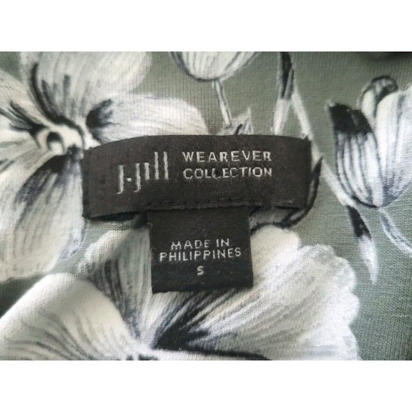 J Jill Wearever Collection Green Floral Print Dress Womens Size S 3/4 Sleeve - Picture 7 of 8